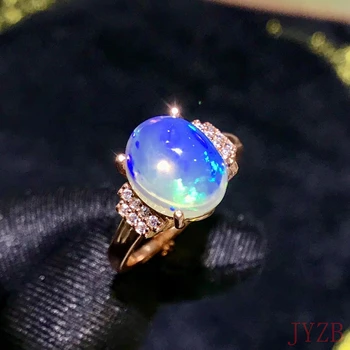 100% Женское Летнее кольцо с натуральным синим Опалом Модное кольцо из стерлингового серебра 925 пробы с опалом ring8*10 мм