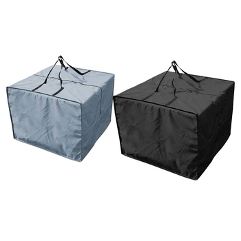 2 шт., подушки для сидений уличной мебели, сумка для хранения, водонепроницаемые чехлы для садового набора, сумка для переноски, квадратный серый + черный 81x81x61 см