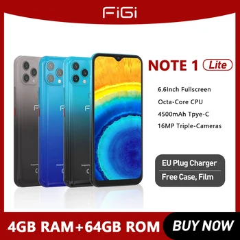 FIGI Note 1 Lite Восьмиядерный 4 ГБ 64 ГБ Мобильный телефон Android 11 4G Смартфоны 16MP Тройные Камеры Мобильные Телефоны Глобальная версия 4500 мАч