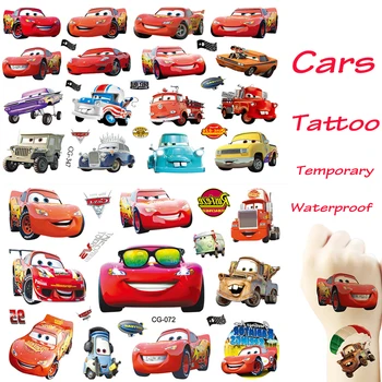 Мультяшные тату-наклейки Disney Cars McQueen, Водонепроницаемая Временная Художественная Татуировка для детей, женщин, рук, детских Игрушек