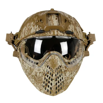 Тактический полнолицевый шлем-маска с защитными очками, Страйкбол, Безопасность, Боевая игра, CS Шлем, Охотничий шлем для пейнтбола